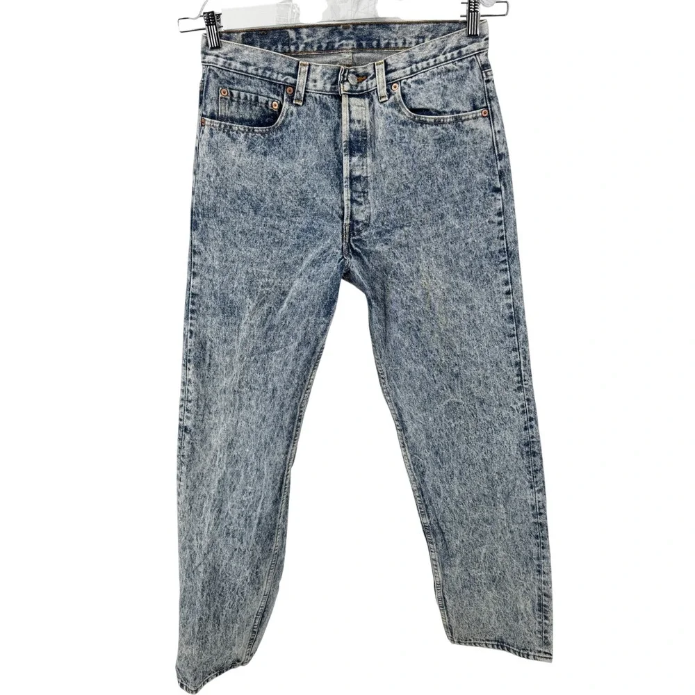 Vintage Levi's 501 Men's 32x32 Acid Wash Jeans USA Made Blue Denim‎ 90s Button